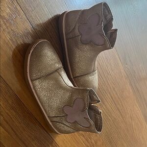 Livie & luca Ali Gold Kids Ankle Boots with Flower Detail